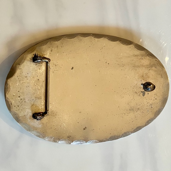 Giant Country Western Silver & Turquoise Belt Buckle 6\